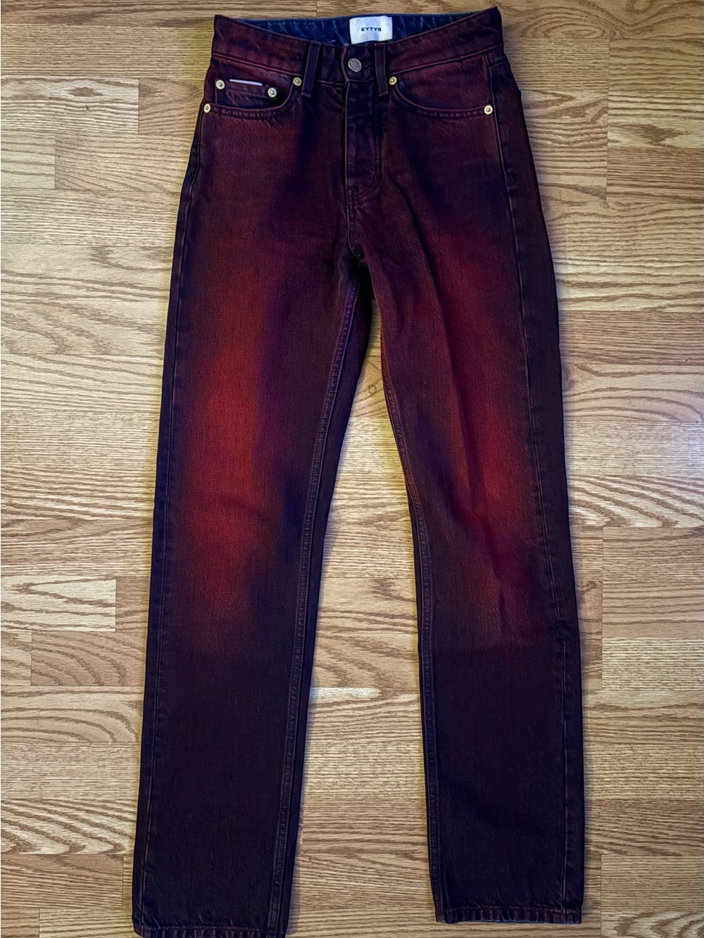 Eytys Women's Red and Black High-Rise Orion Jeans 26